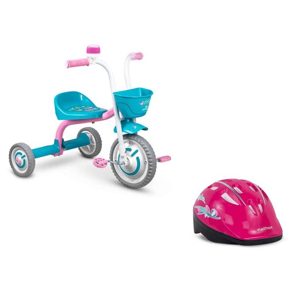 Triciclo Motoca Infantil Charm Nathor Rosa Azul Para Menina