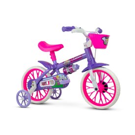 bicicleta infantil aro 12 com rodinhas menina violet nathor