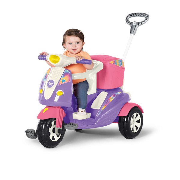 Triciclo Motoca Infantil De Passeio Empurrador Pedal Luz e Som +