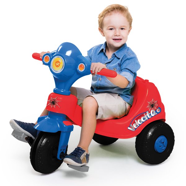 Triciclo Infantil Com Empurrador Lelecita Azul - Bom Preço Magazine